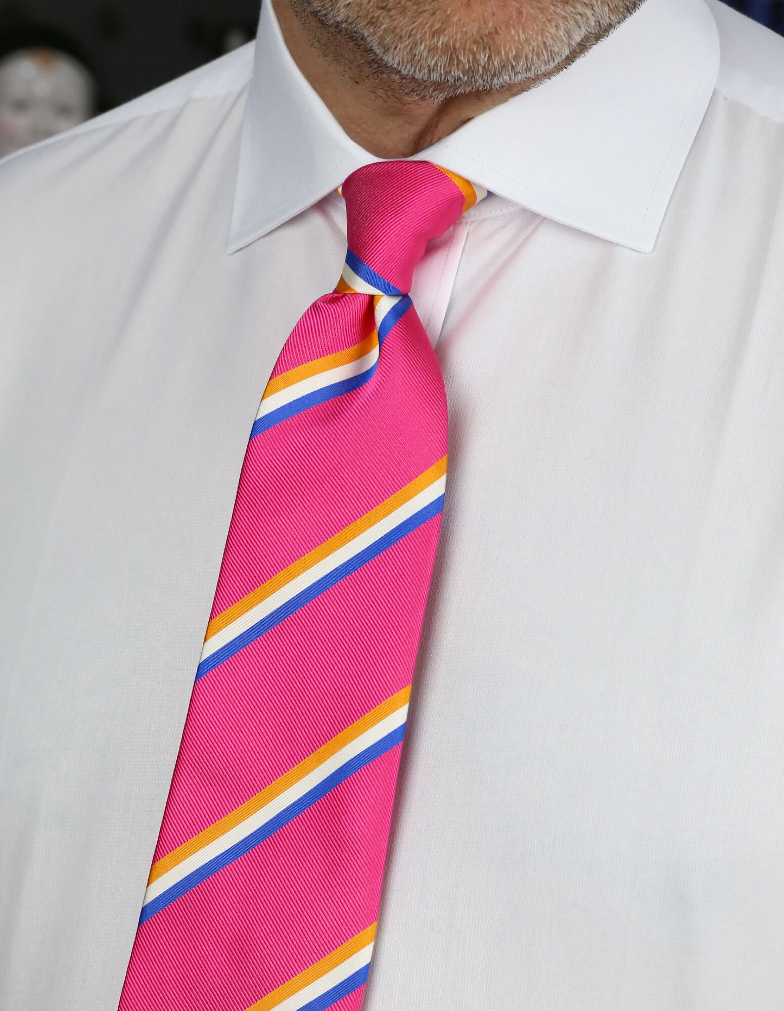 CANTINI Minerva Stripe Tie in Fuchsia - Stylish Men's Necktie for Office, Wedding & Formal Events