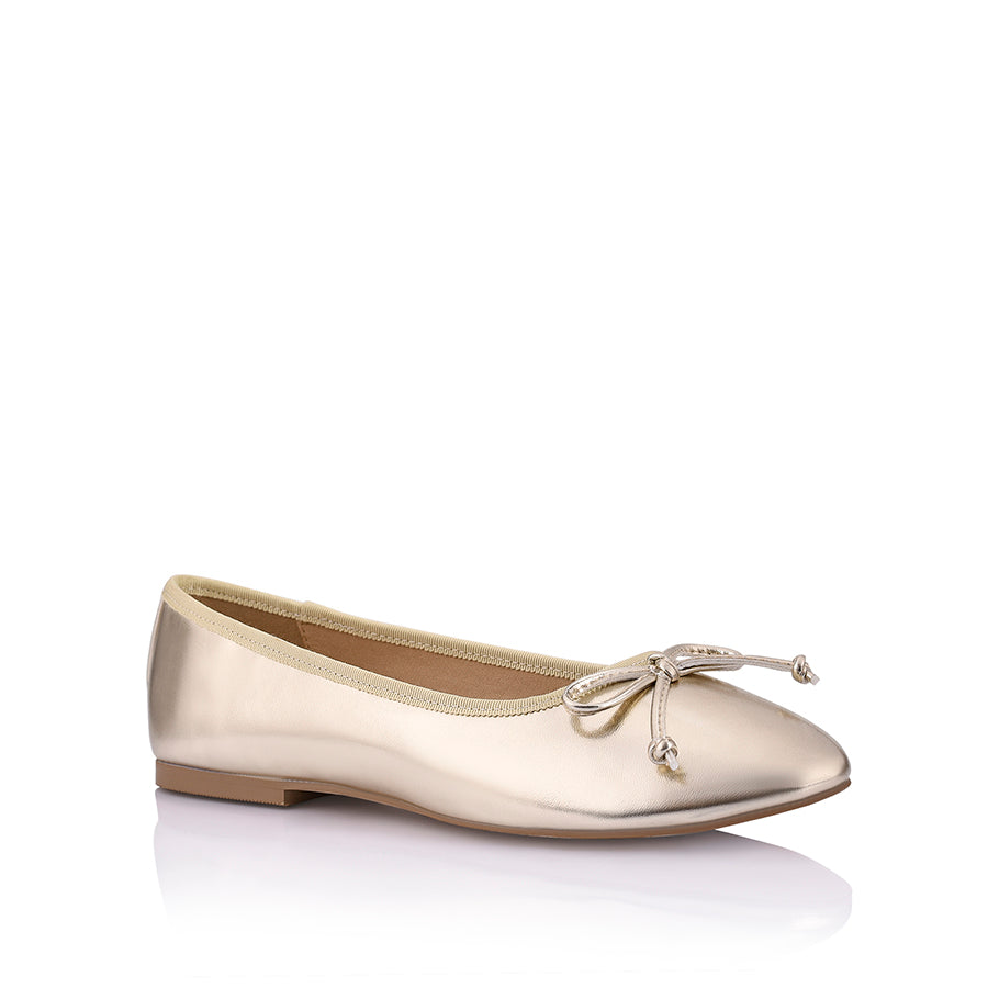 Elegant Ballerina Ballet Flats for Women - Champagne Smooth Leather Comfortable Dance Shoes for Ballet, Wedding & Casual Wear