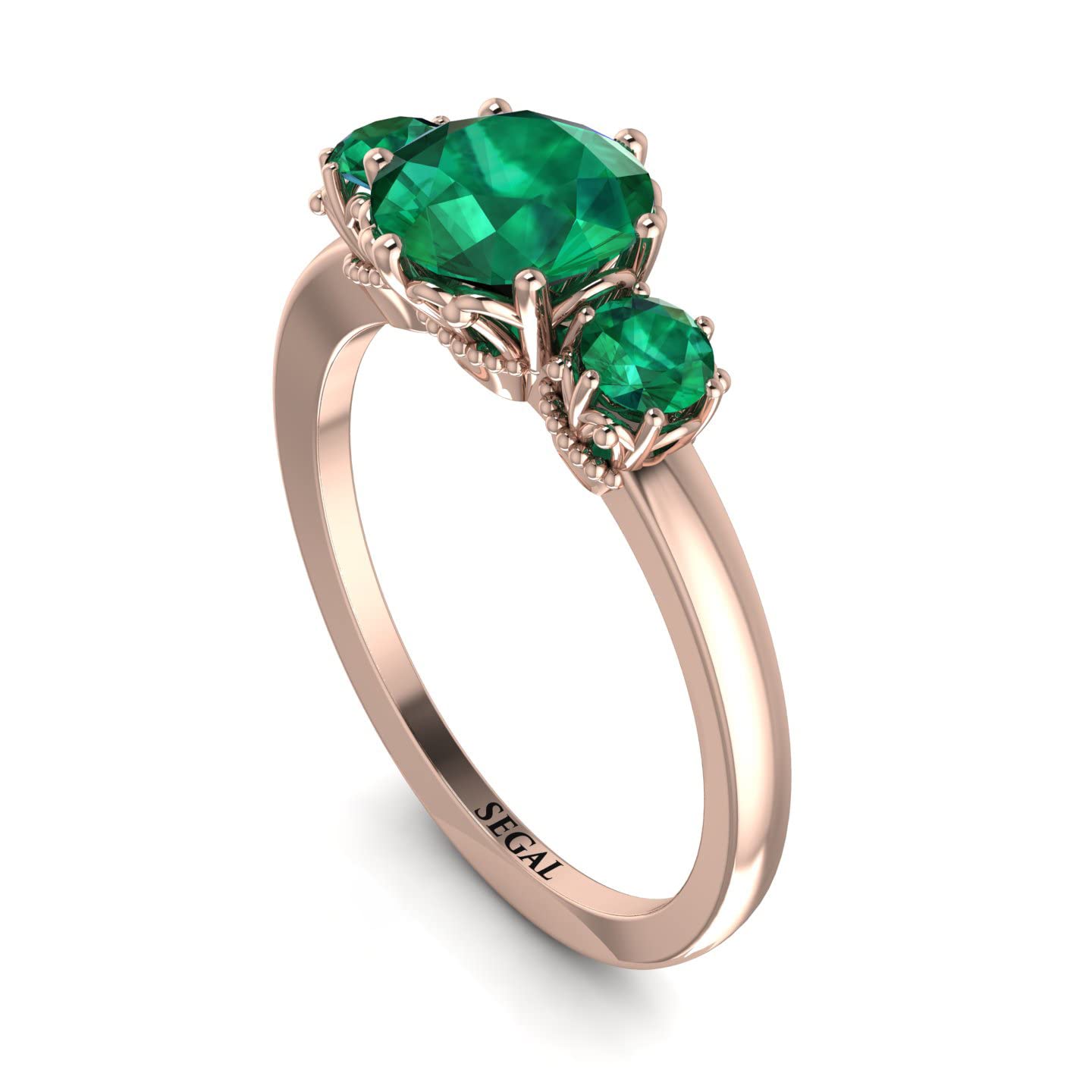 3 Stone Emerald Engagement Ring for Women - 18K/14K Rose Gold Classic Wedding Band, Natural Emerald Jewelry Gift for Her | Perfect for Proposals, Anniversaries & Special Occasions