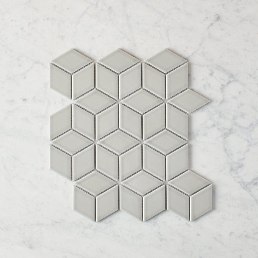 Oakley Cube Grey Glossy Mosaic Tile - Premium Bathroom & Kitchen Wall Tiles for Modern Home Decor