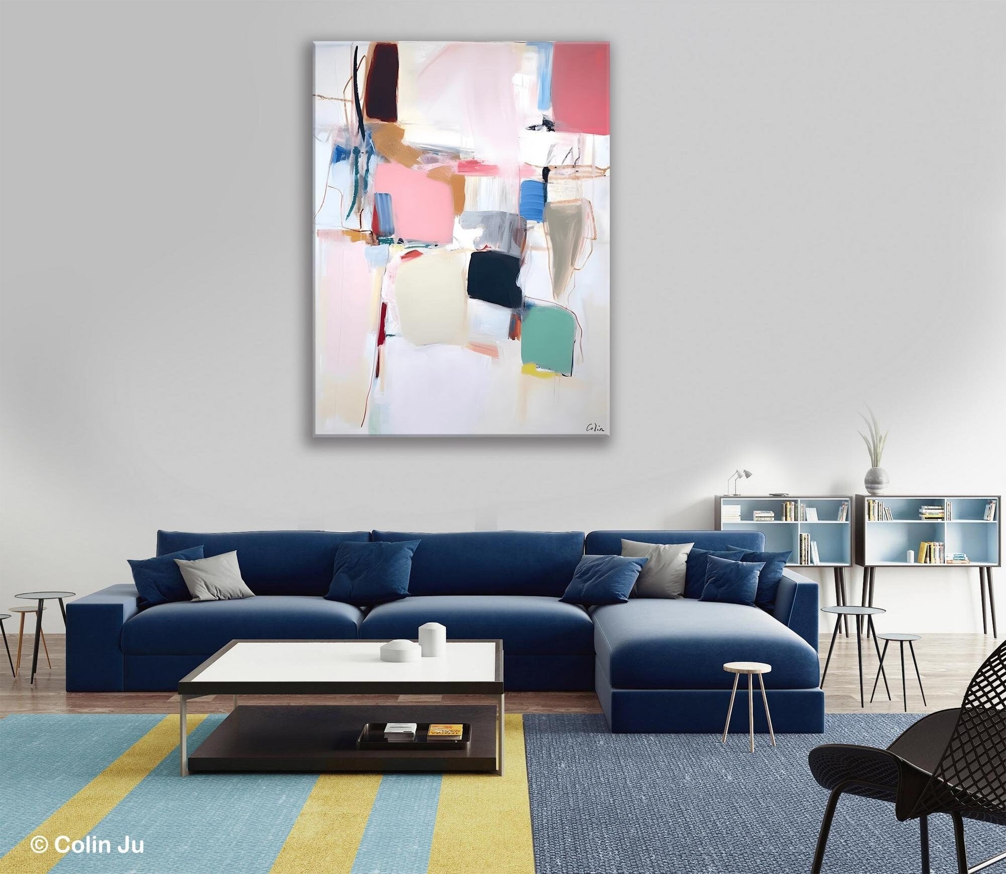 Original Abstract Acrylic Painting on Canvas - Extra Large Contemporary Wall Art for Bedroom Decor | Modern Home & Office Artwork