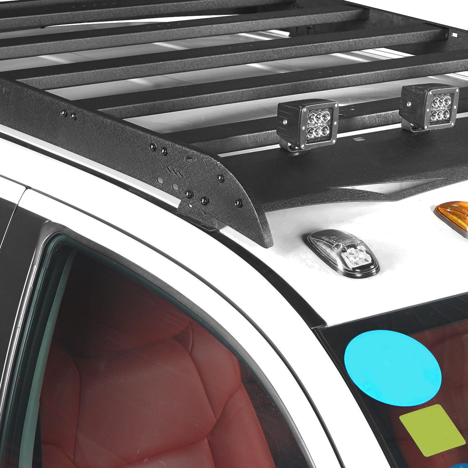 u-Box Tundra Top Roof Rack Cargo Carrier with 4X 18W LED Lights for Toyota Tundra Crewmax 4-Door Pickup Truck 2014-2021 - Heavy Duty Roof Top Luggage Carrier for Camping, Road Trips & Outdoor Adventures