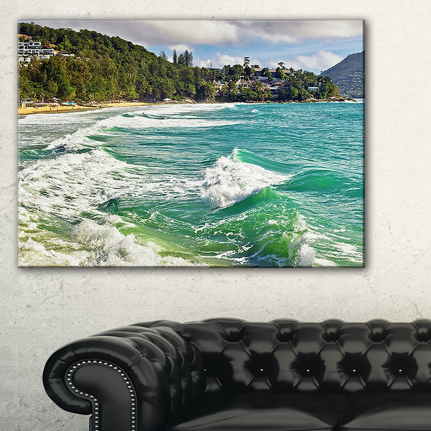 Exotic Tropical Beach Blue Waters Oversized Canvas Wall Art - 30x40 Inches, Stretched Framed Ready to Hang - Perfect for Living Room, Bedroom & Beach House Decor