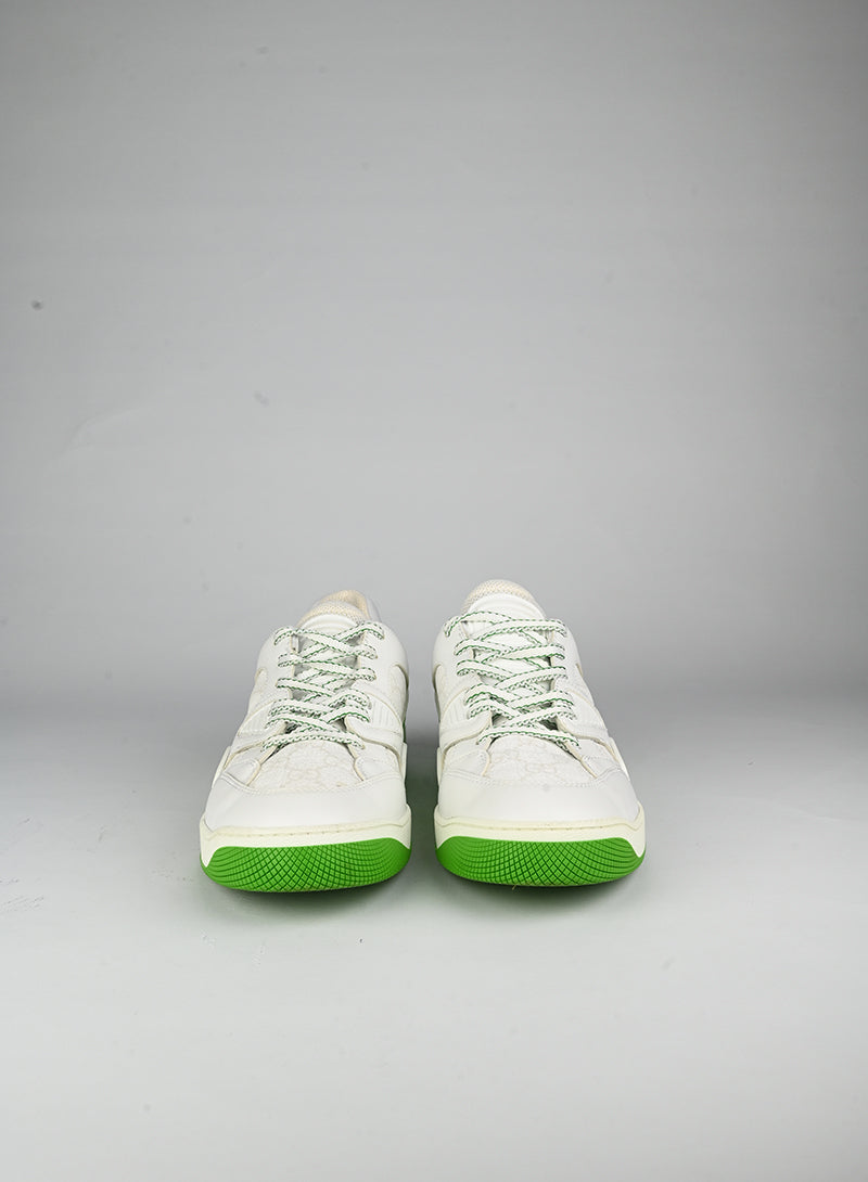 Gucci White and Green Basket Sneakers - Size 40 | Luxury Fashion Sneakers for Women, Streetwear & Casual Outfits