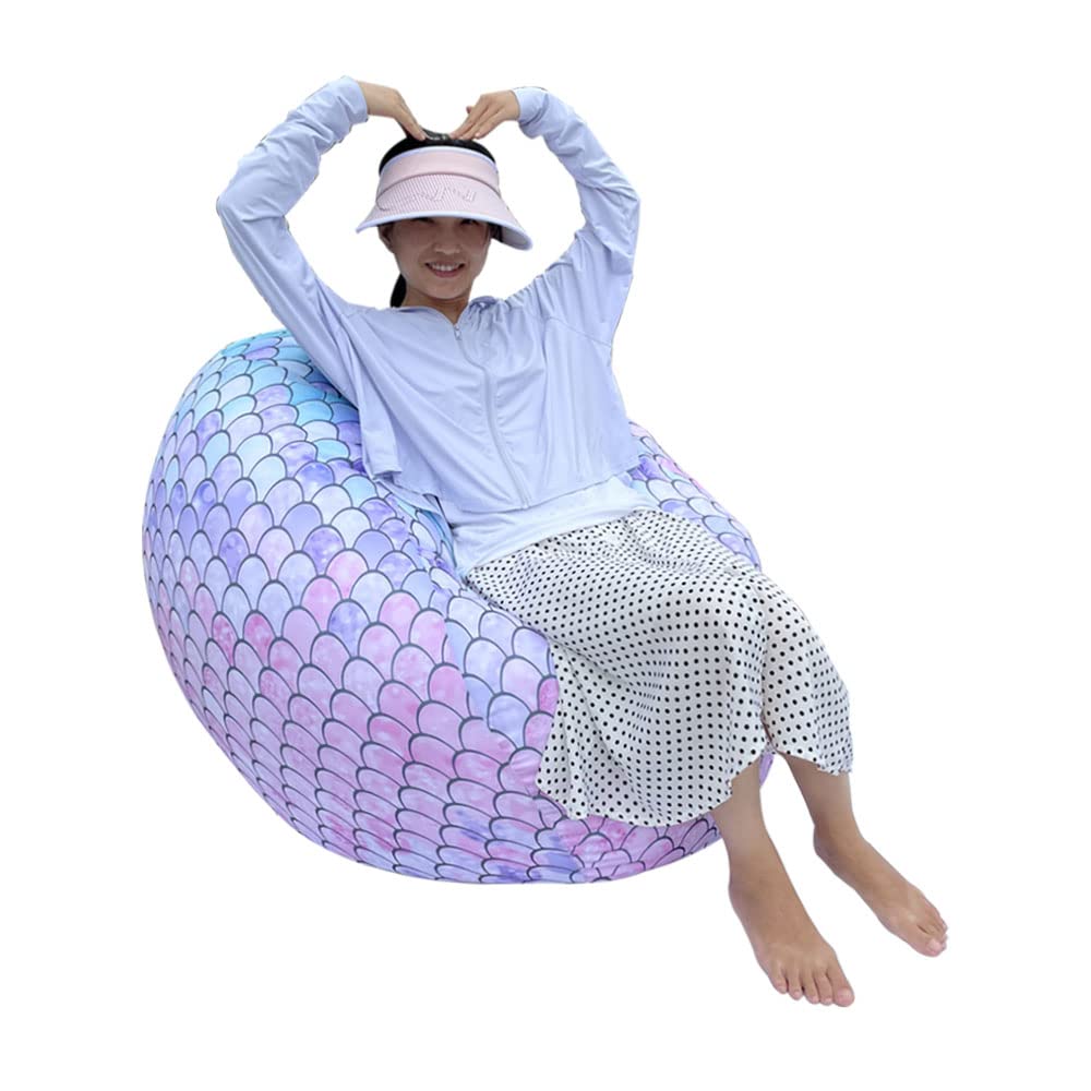 Mermaid Stuffed Animal Storage Bean Bag Chair Cover - 38 Inch Plush Toy Organizer for Kids Room Decor, Boys and Girls - Replace Mesh Hammock & Hard Furniture | Perfect for Playrooms, Bedrooms & Daycare Centers