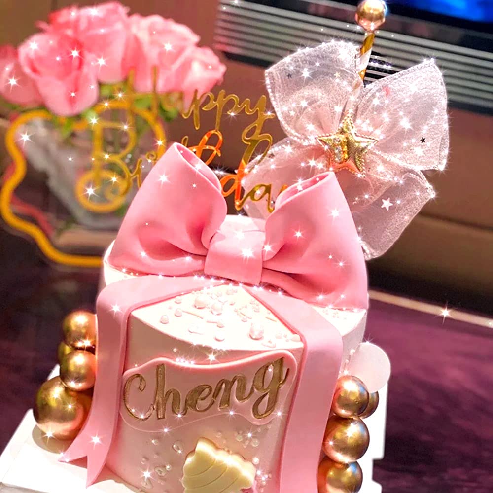Pink Bow Cake Topper - Elegant Baby Girl Cake Decoration for Birthday & Baby Shower - Adorable EVA Bow for Desserts, Cupcakes, and Special Celebrations