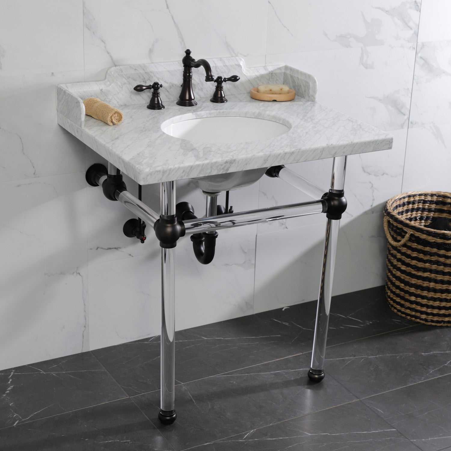 American Classic FSC1975ACL Oil Rubbed Bronze Widespread Bathroom Faucet - 3 Hole Deck Mount with 2 Handles & Pop Up Drain - Perfect for Bathroom Vanity and Powder Room Remodeling