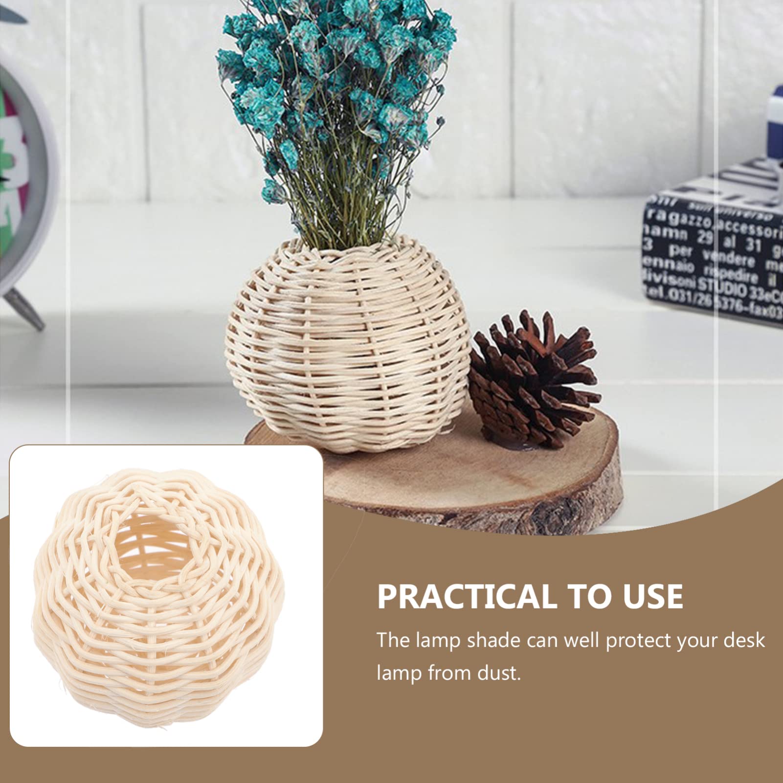 2-Pack White Woven Rattan Pendant Lamp Shades - Natural Boho Chandelier Light Covers for Bedroom, Living Room & Patio Decor - Perfect Housewarming Gift