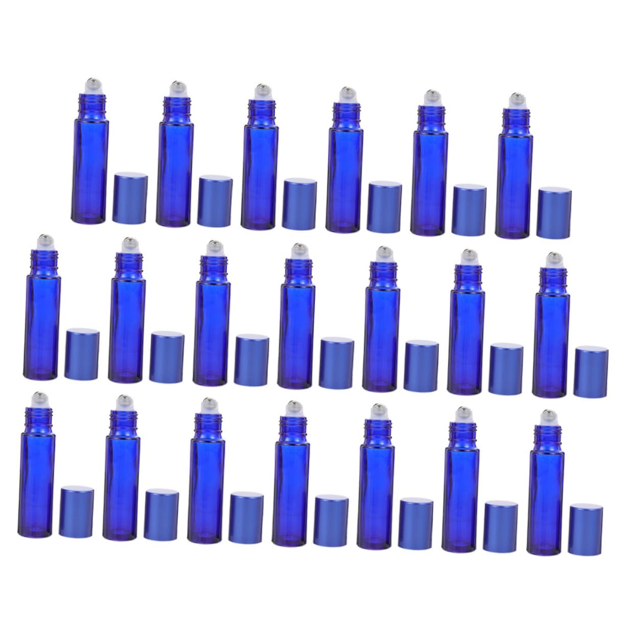 24pcs 10ml Empty Glass Essential Oil Roller Bottles - Refillable Perfume & Aromatherapy Roll-On Travel Bottles for DIY, Gifts & On-The-Go Use