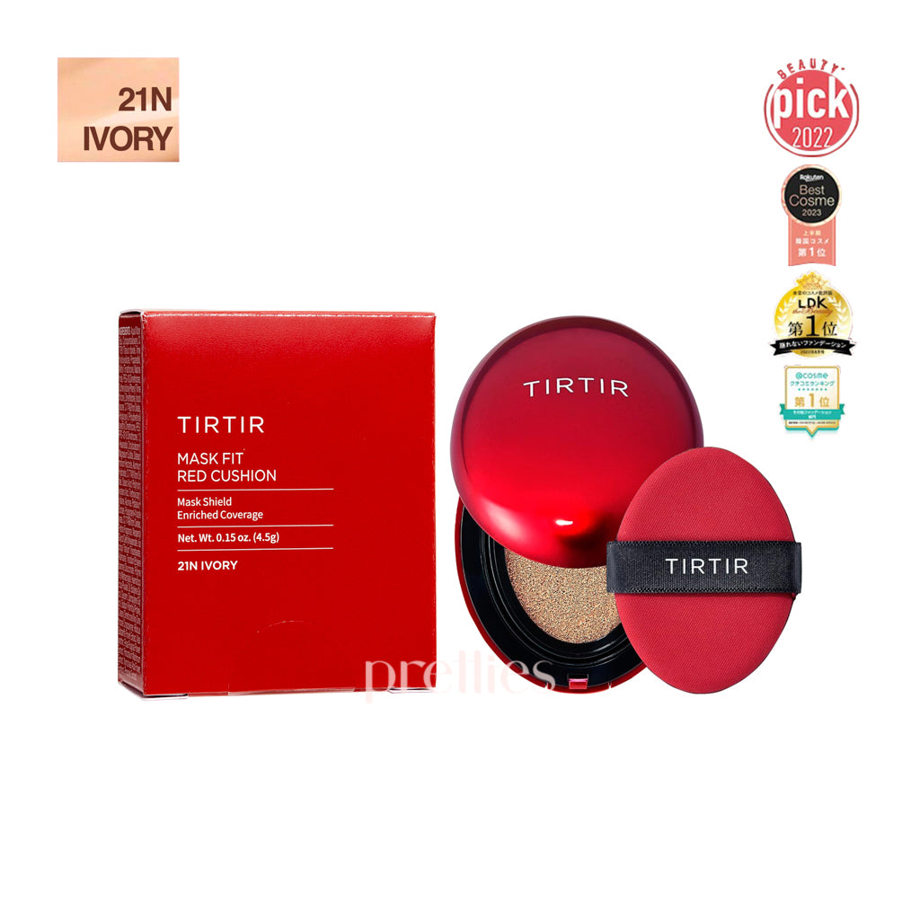 TIRTIR Red Cushion Compact SPF40 PA++ - 4.5g Ivory 21N | Lightweight BB Cream Foundation with Sun Protection for Daily Makeup & On-the-Go Touch Ups