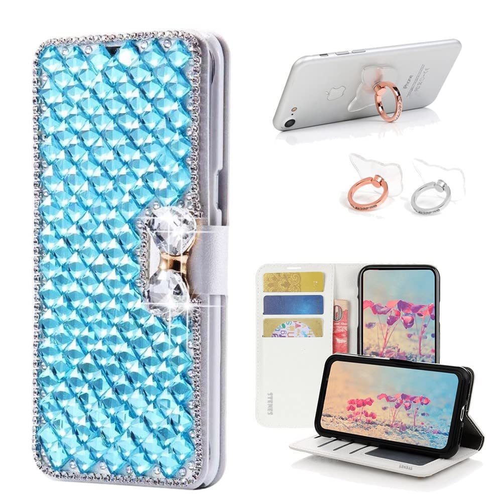 STENES Bling Wallet Case for iPod Touch 5/6 - 3D Handmade Lattice Bowknot Leather Cover with Ring Stand Holder [2 Pack] - Stylish Protective Phone Case for Women - Perfect for Daily Use, Travel & Shopping