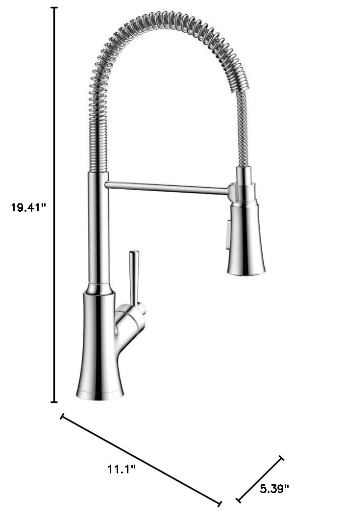 Hansgrohe Joleena Chrome Commercial Kitchen Faucet with Pull Down Sprayer - 19.3