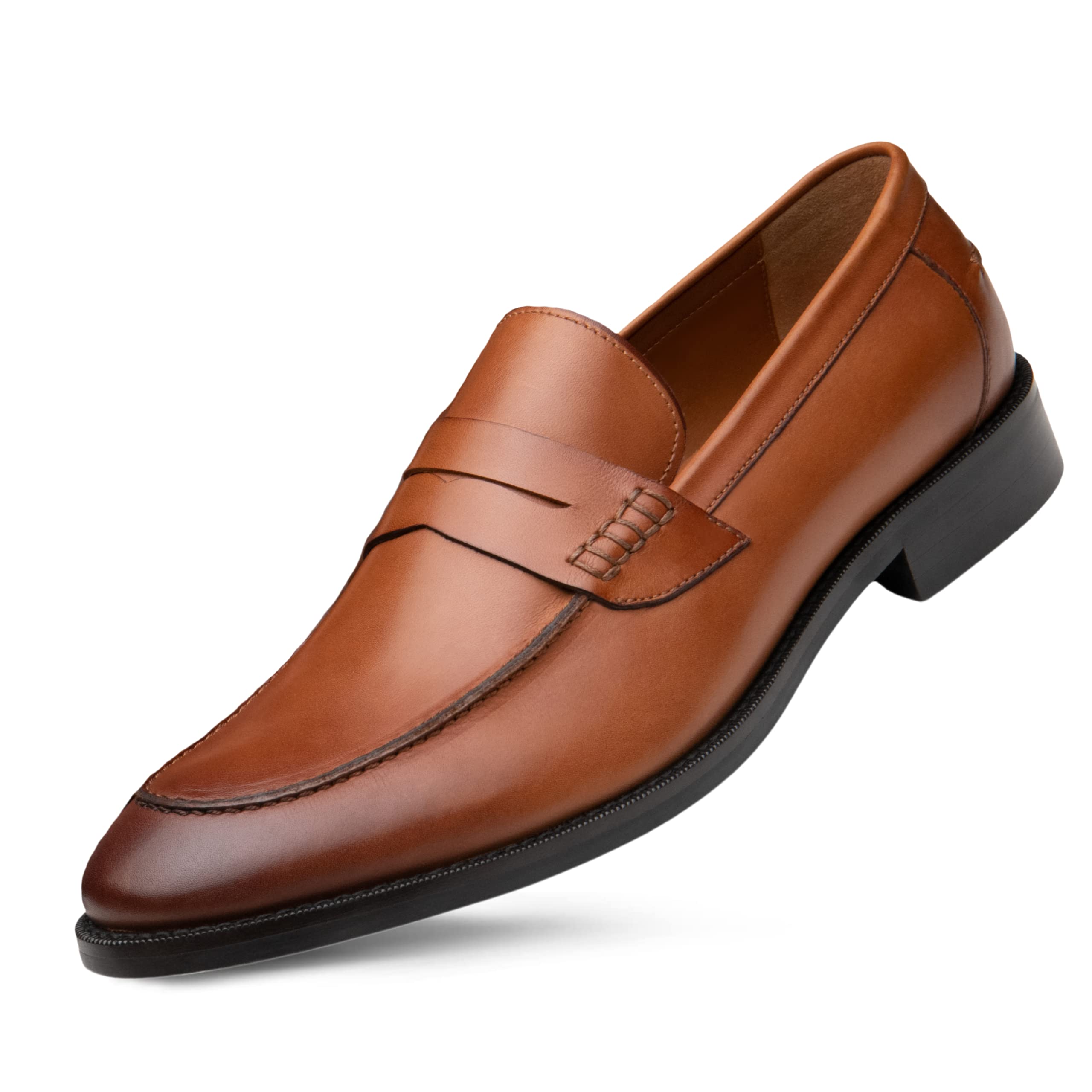 Dunross & Sons Men's Leather Penny Loafers - Slip-On Formal Business Shoes for Men | Comfortable & Stylish for Office, Weddings & Casual Wear