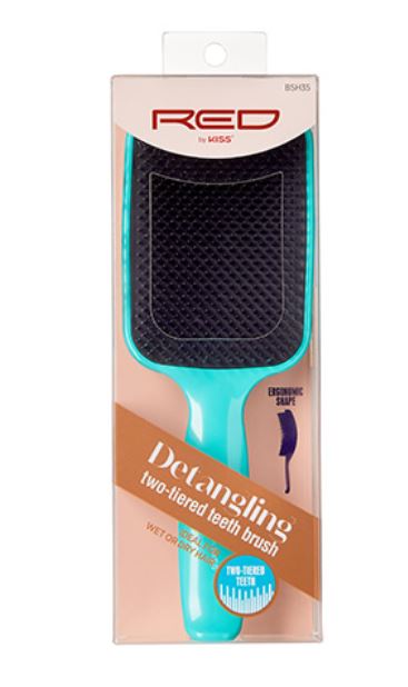 RED BY KISS Detangling Hair Brush with Two-Tiered Teeth - Perfect for Wet & Dry Hair, Styling, and Pain-Free Detangling at Home or Salon