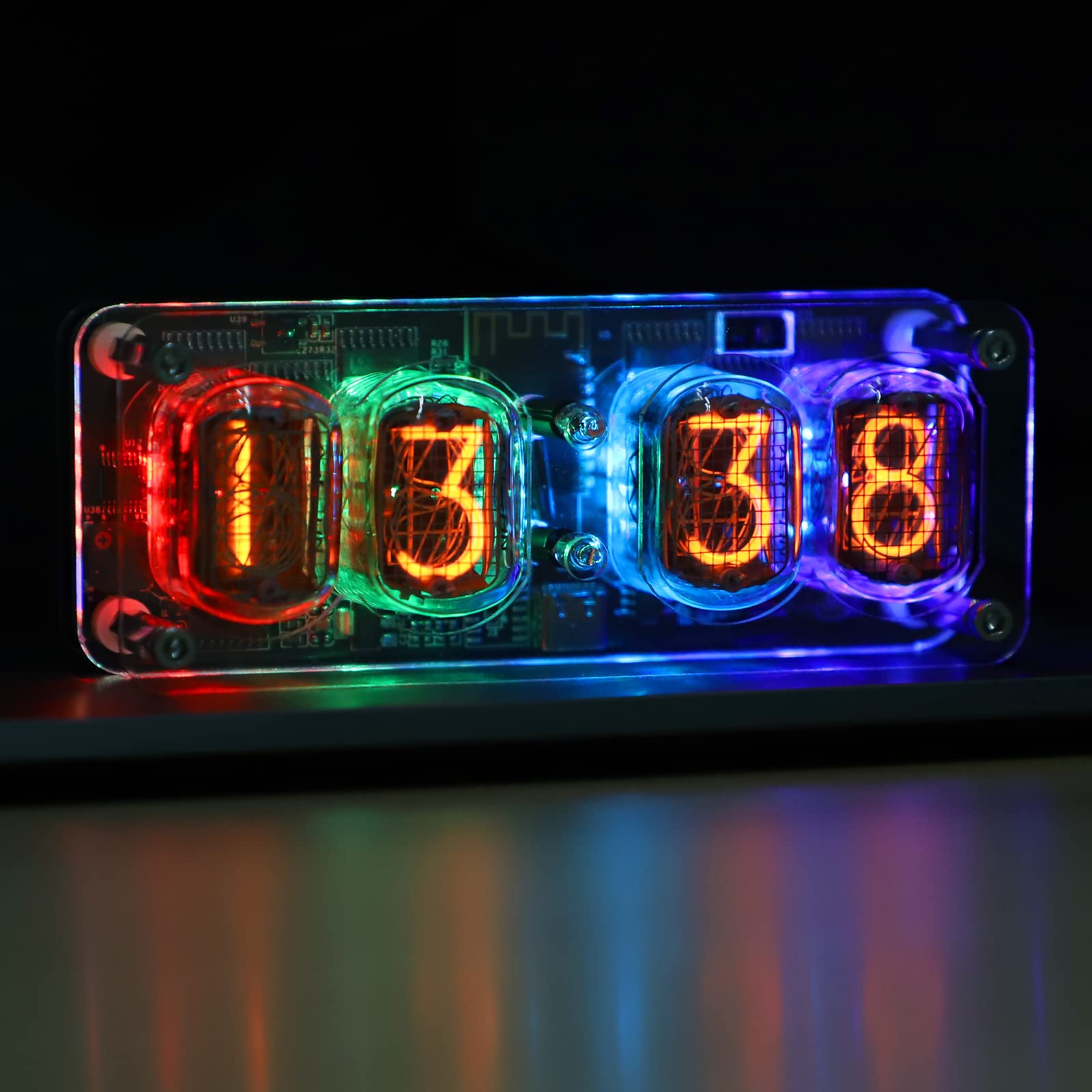 Vintage IN-12 Nixie Tube Clock - Retro Digital Desk Clock with USB Type-C, Luminous Display (4.53 x 1.82 x 1.82 in) - Perfect for Home Office, Gaming Setup & Steampunk Decor
