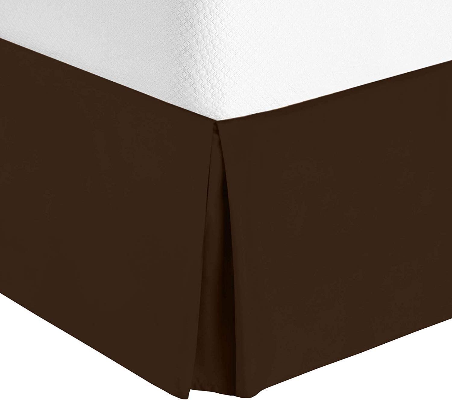 Split Corner Bed Skirt 18 Inch Drop - 100% Natural Cotton Full Size Bed Skirt - Wrinkle & Fade Resistant - Brown Solid - Perfect for Full Size Beds with Storage or Platform Frames