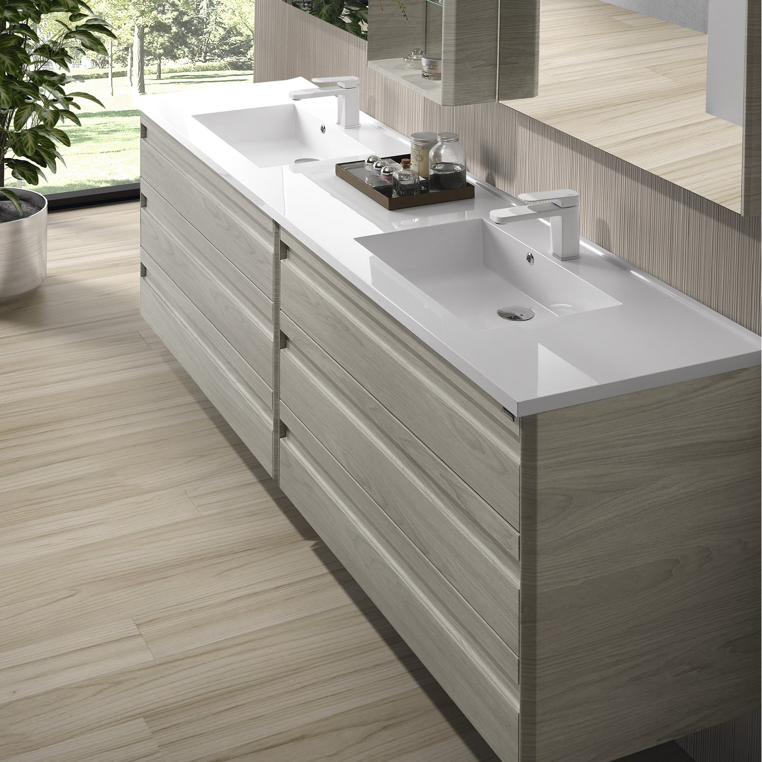 Valenzuela Barcelona Double Vanity Cabinet with 6 Drawers - 80 Inch Bathroom Storage Furniture for Master Bath, Guest Bath & Powder Room - Cloud White Finish
