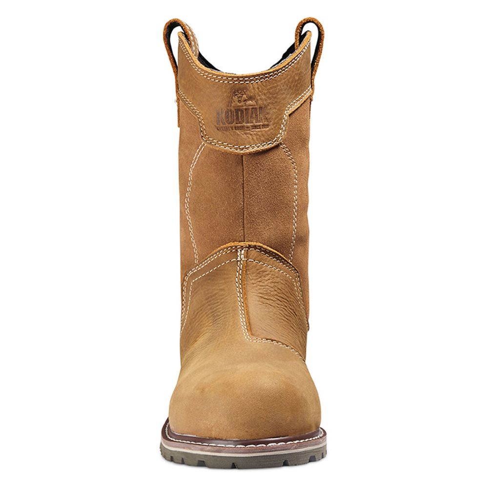 Kodiak Bralorne Women's Pull-On Wellington Composite Toe Leather Work Boots - Waterproof, Slip Resistant, Steel Toe Safety Shoes for Construction, Farming & Outdoor Work (KD0A8354FWE, Wheat)