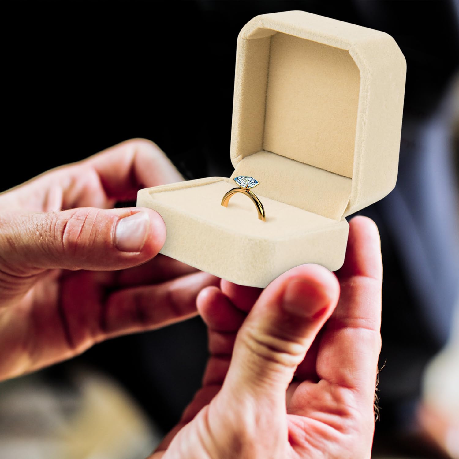 Lamoutor 2-Piece Velvet Ring and Earring Jewelry Gift Box Set - Elegant Beige Storage Case for Engagement Rings, Wedding Bands & Fine Jewelry - Perfect for Proposals, Anniversaries & Special Occasions