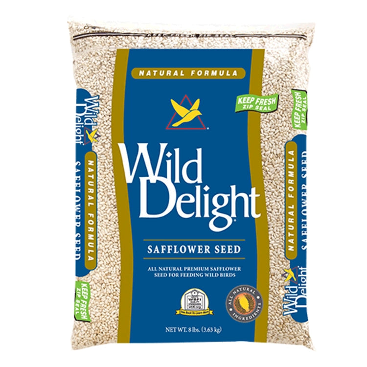Wild Delight Safflower Seed for Birds - Premium 8 lb Bag - Attracts Cardinals, Finches & Songbirds - Perfect for Bird Feeders & Backyard Bird Watching