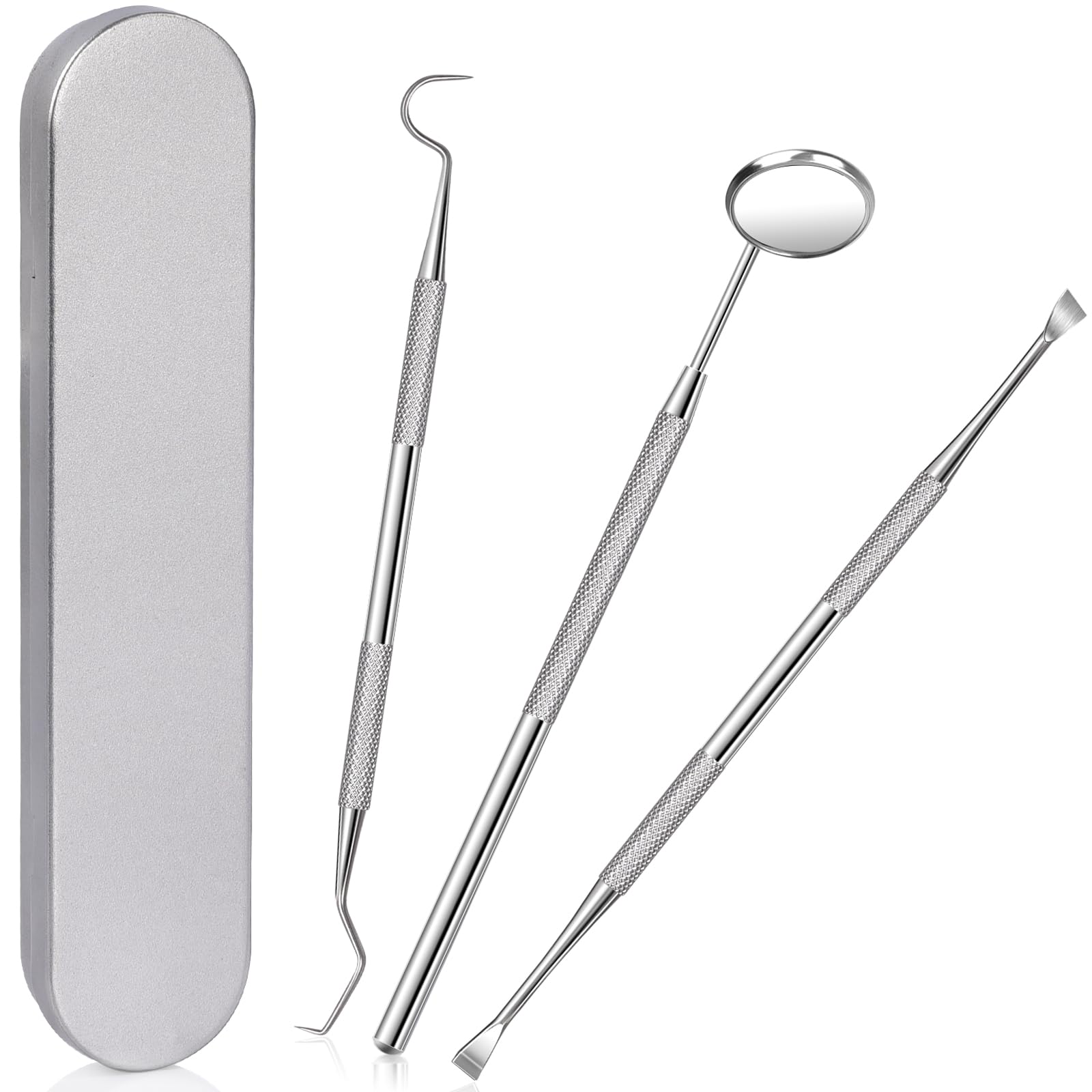 Sopito 3-Piece Stainless Steel Dental Scraper Set - Professional Teeth Cleaning Tools, Tartar Remover & Plaque Scaler for Oral Hygiene - Perfect for Dentists, Home Dental Care & Travel Use