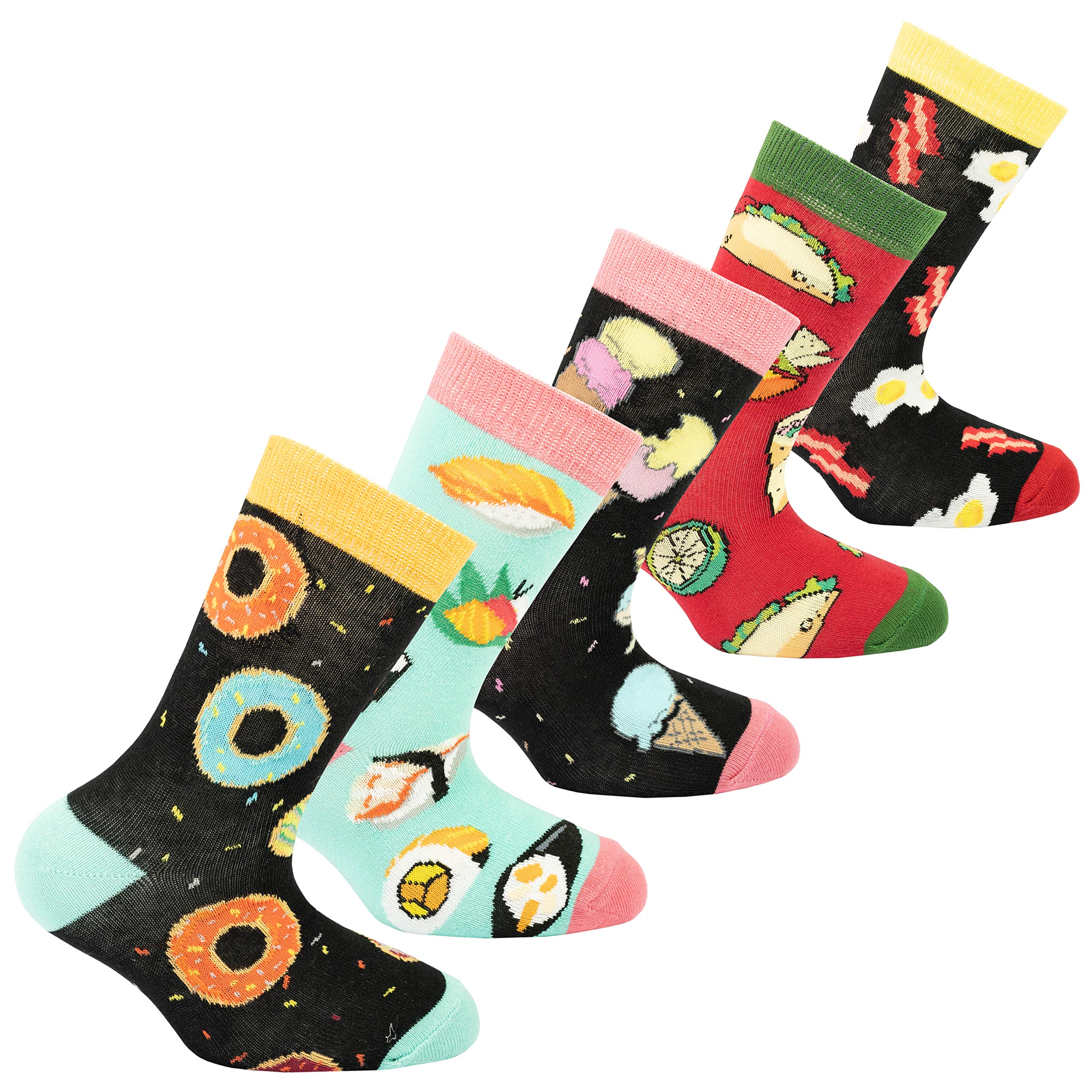 Kids 5-Pair Fun Cotton Crew Socks - Colorful Dress Socks Gift Box for Boys & Girls | School, Party & Everyday Wear