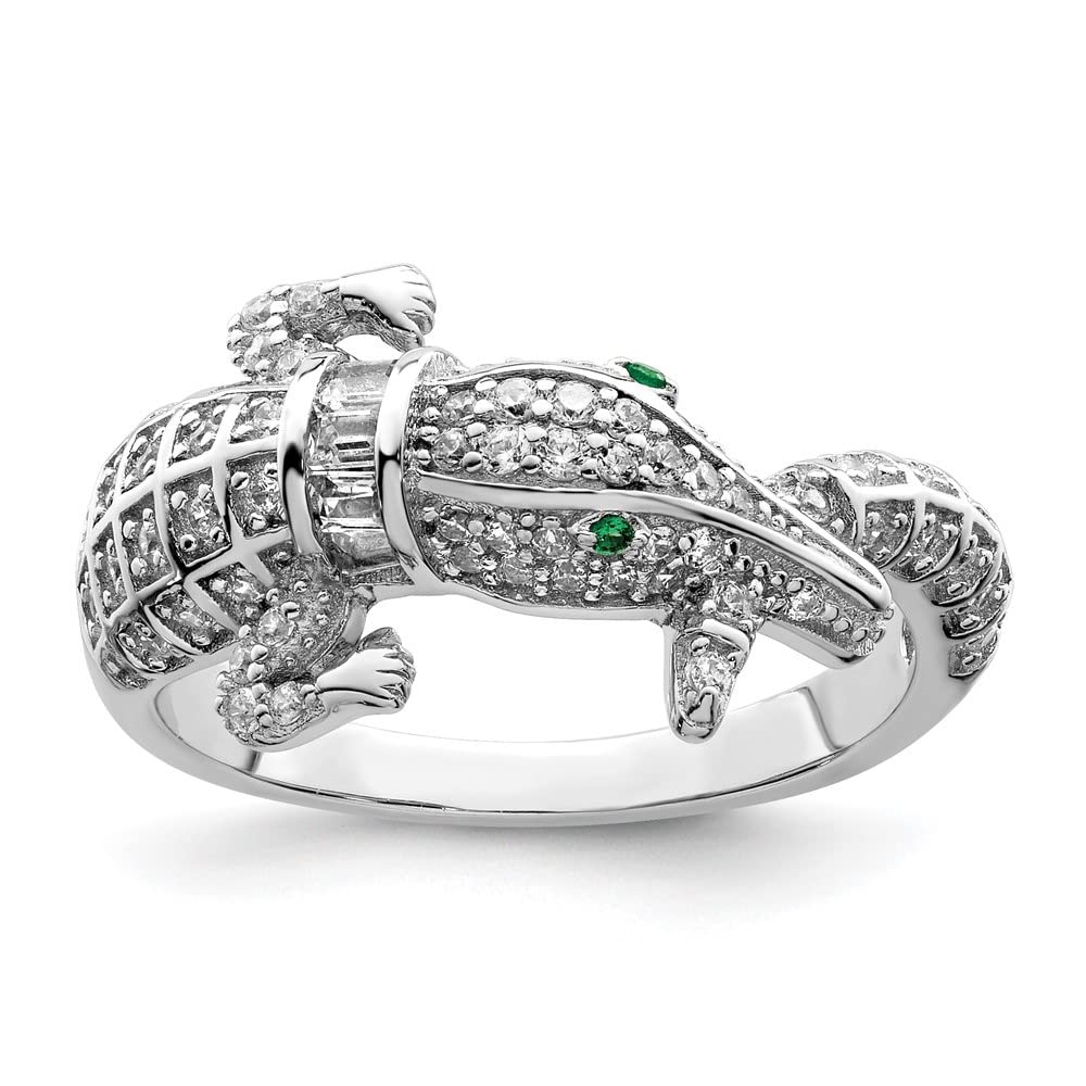 925 Sterling Silver Rhodium-Plated Cubic Zirconia Alligator Ring for Women - Elegant Reptile Jewelry Gift for Birthday, Anniversary & Valentine's Day - Perfect for Parties, Date Nights & Special Occasions