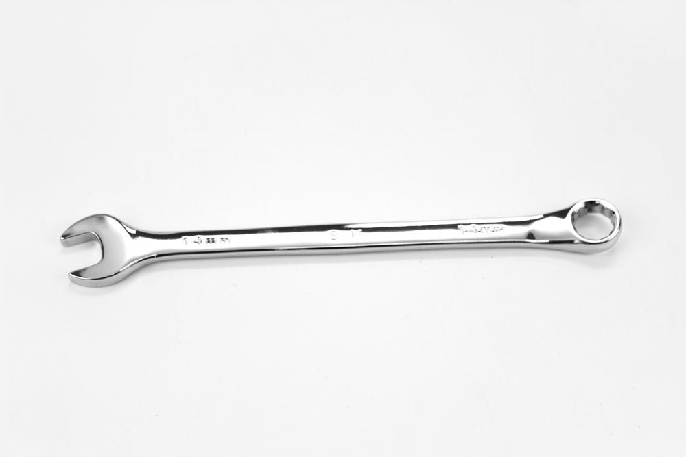 14mm 12-Point Metric Long Combination Chrome Wrench - Professional Automotive & Industrial Tool for Tight Spaces