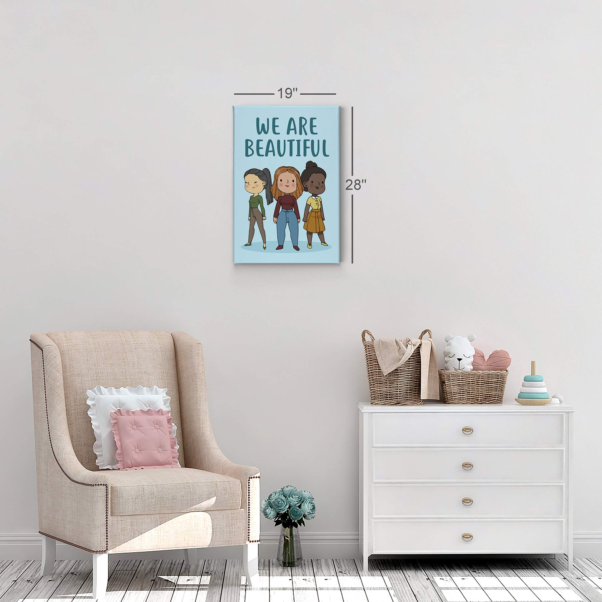 Beautiful Quote Canvas Print - Women Diversity Kids African American Asian Wall Art - Nursery Decor, Baby Room Decor, Kids Room Decor - Ready to Hang 36x24 - Made in USA | Perfect for Home Decor, Office Wall Art & Gift Ideas