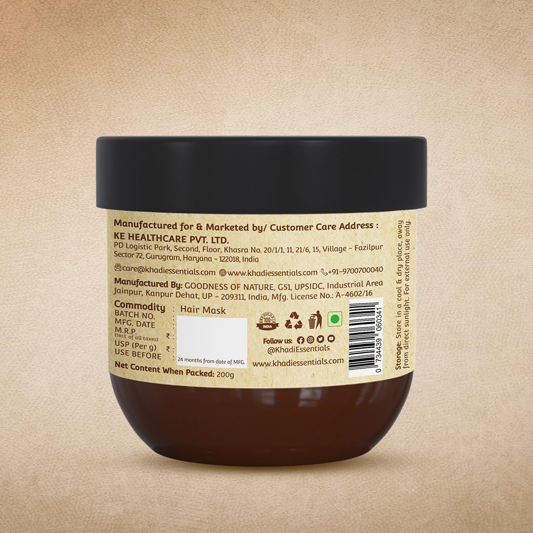 Khadi Essentials Amla Hair Mask for Dry, Frizzy Hair - Sulfate & Paraben Free, Promotes Hair Growth & Reduces Hair Fall with Methi & Natural Ingredients (100g) - Deep Conditioning Treatment for Smooth, Healthy Hair at Home