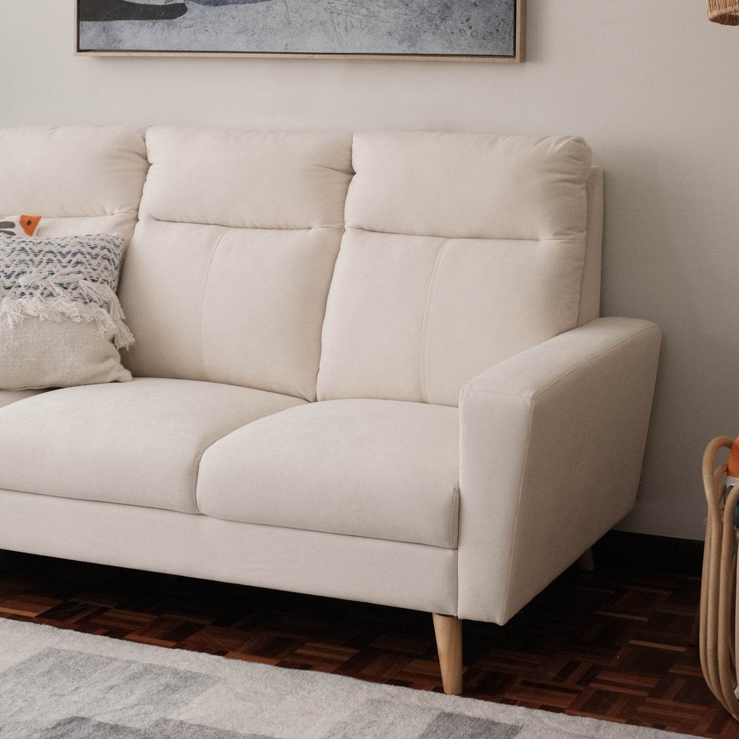 Premium Jessica Belgium Fabric Sofa - Water Repellent, Stain Resistant Upholstery - Perfect for Living Room, Family Room & Home Theater Seating