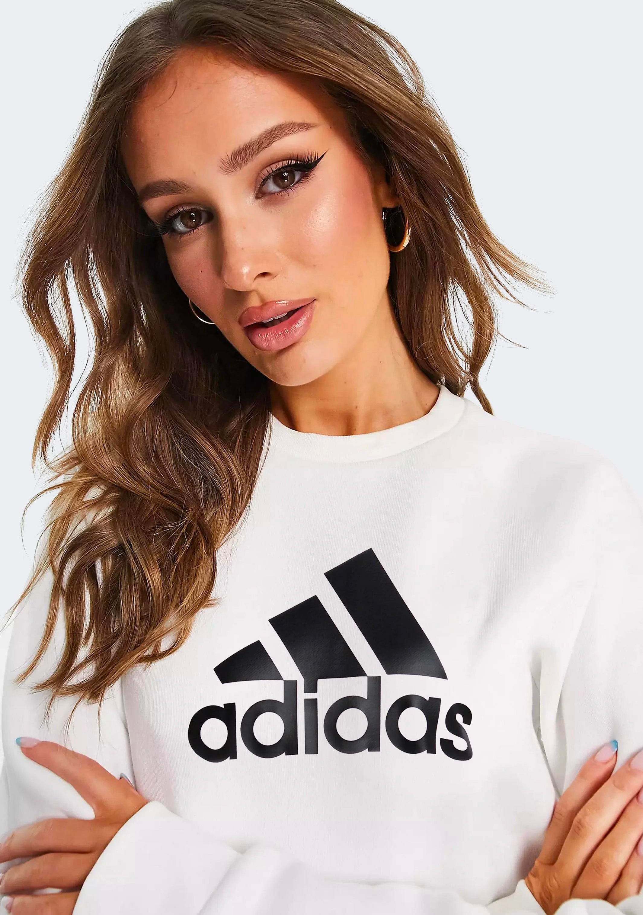 Adidas Women's Essential Logo Loose Fit Sweatshirt | Casual Pullover Hoodie for Gym, Running & Everyday Wear