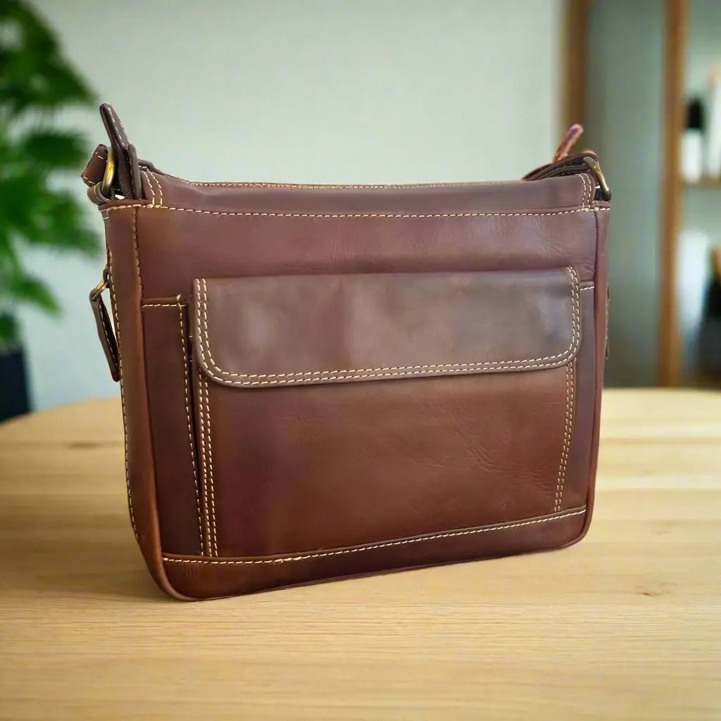 Premium Full Grain Leather East West Organizer Bag - Durable & Stylish for Travel, Work & Everyday Carry