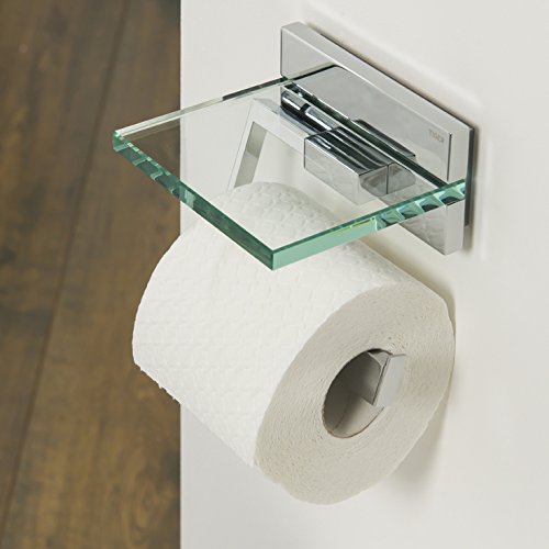 Safira 264130346 Chrome Toilet Paper Holder with Lid - Bathroom Tissue Storage Organizer for Modern Homes & Restrooms
