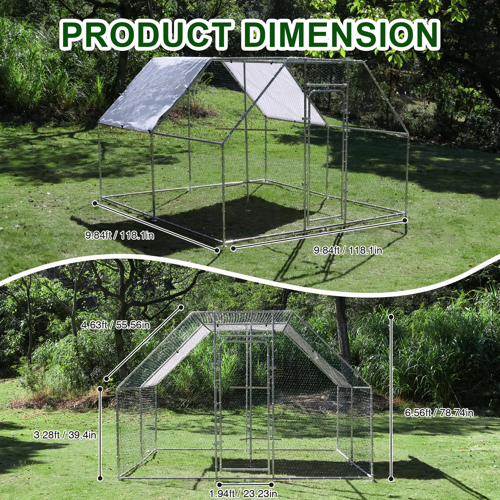 Premium Large Metal Chicken Coop with Climbing Frame - 118