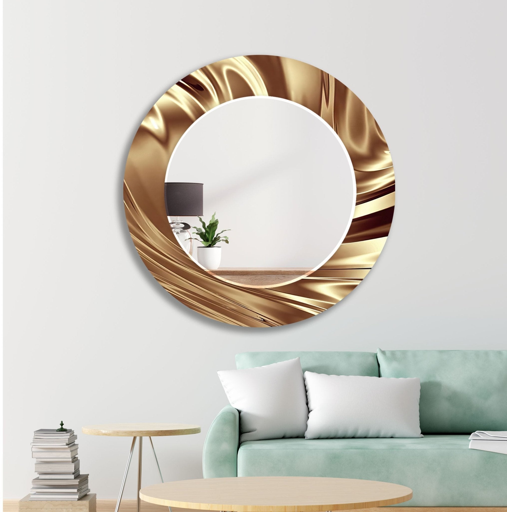 Abstract Shiny Brown Wall Mirror - Modern Decorative Mirror for Living Room, Bedroom & Entryway - Elegant Home Decor & Stylish Vanity Mirror