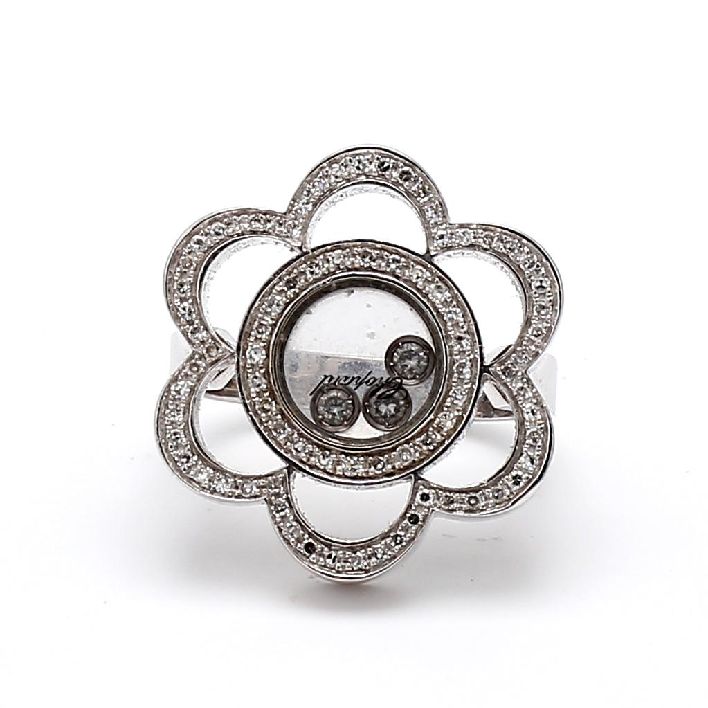 Chopard 0.35 Carat Round Brilliant G VS2 Diamond Platinum Cluster Ring for Women - Elegant Wedding, Engagement & Anniversary Jewelry Gift