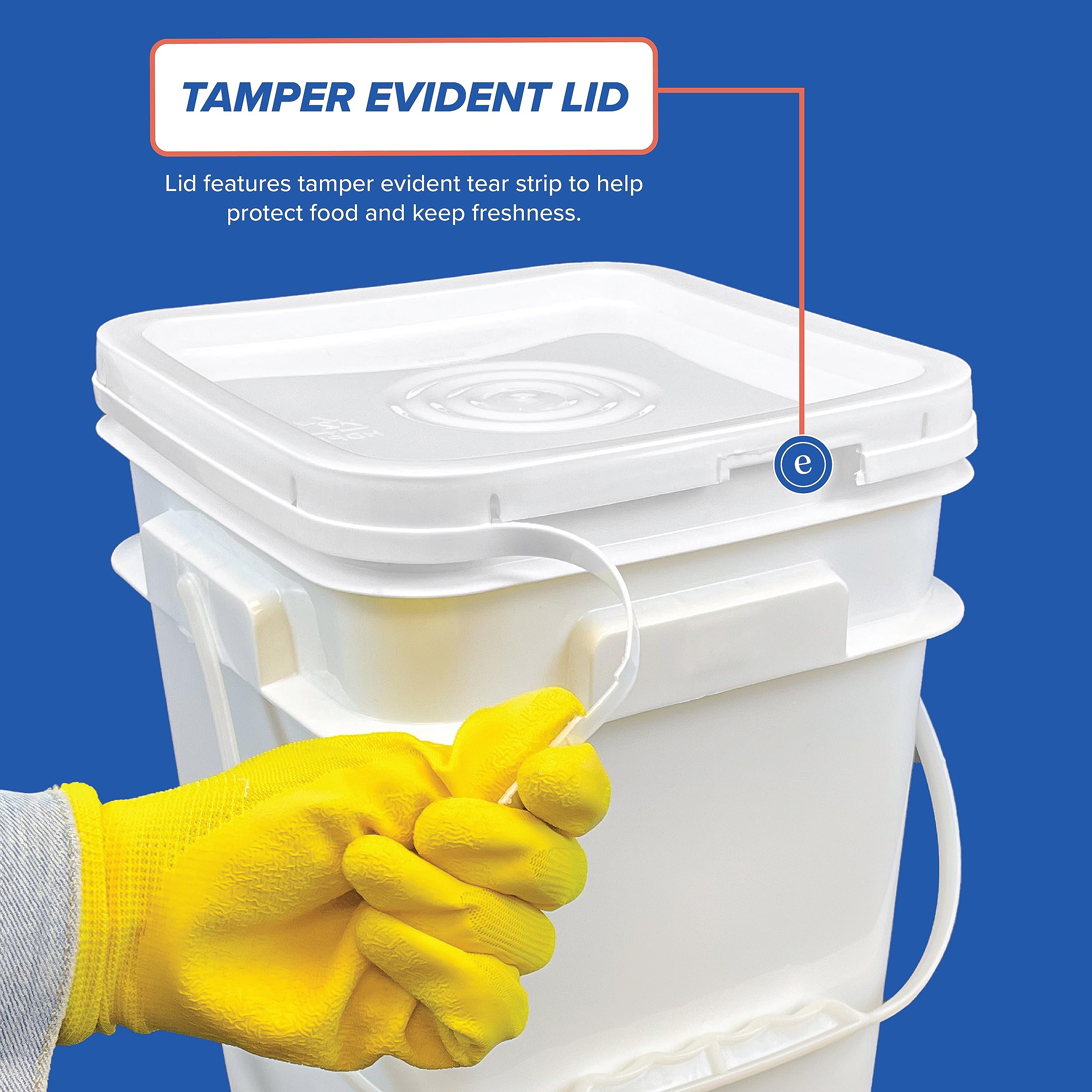 ePackageSupply 4 Gallon Square Bucket with Lid & Plastic Handles - Heavy Duty HDPE BPA-Free Food Storage Pail (3-Pack) - Ideal for Bulk Food Storage, Home Organization & DIY Projects
