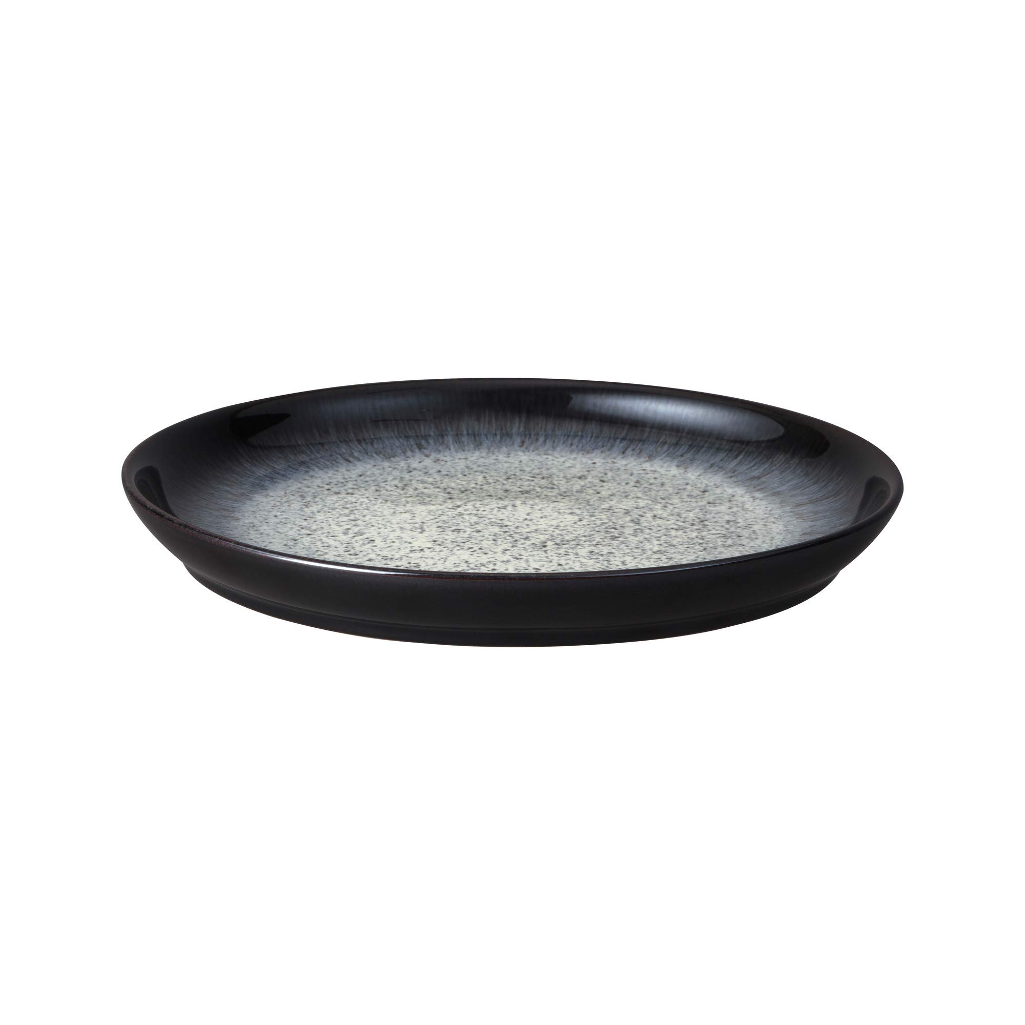 Denby Halo Coupe Dinner Plates Set of 2 - 26cm Black & Grey Ceramic Stoneware - Dishwasher & Microwave Safe - Chip & Crack Resistant - Elegant Tableware for Everyday Dining & Dinner Parties