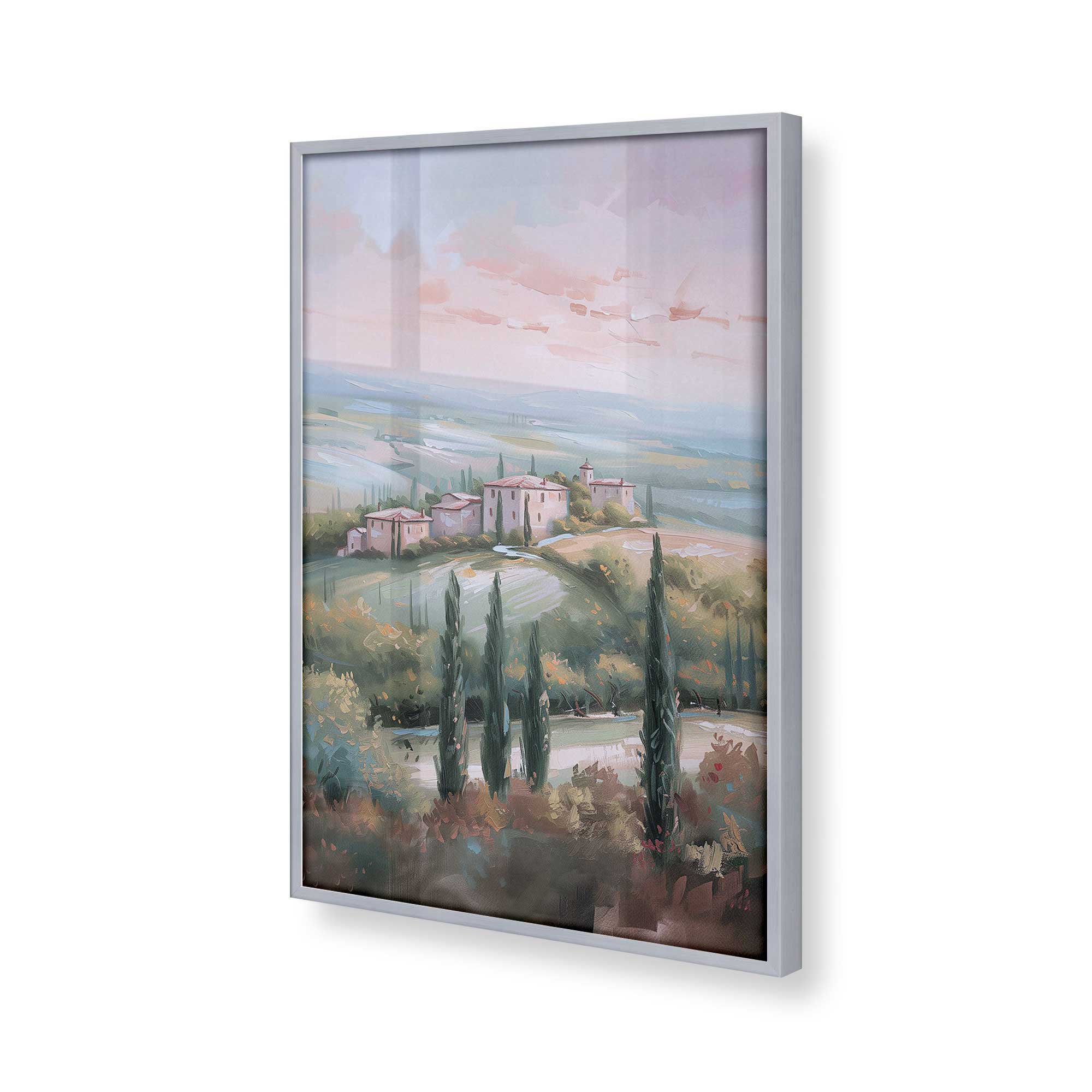 Tuscany Sunset Landscape Art Print - Dusk's Glow v1 Wall Decor for Living Room, Bedroom & Office