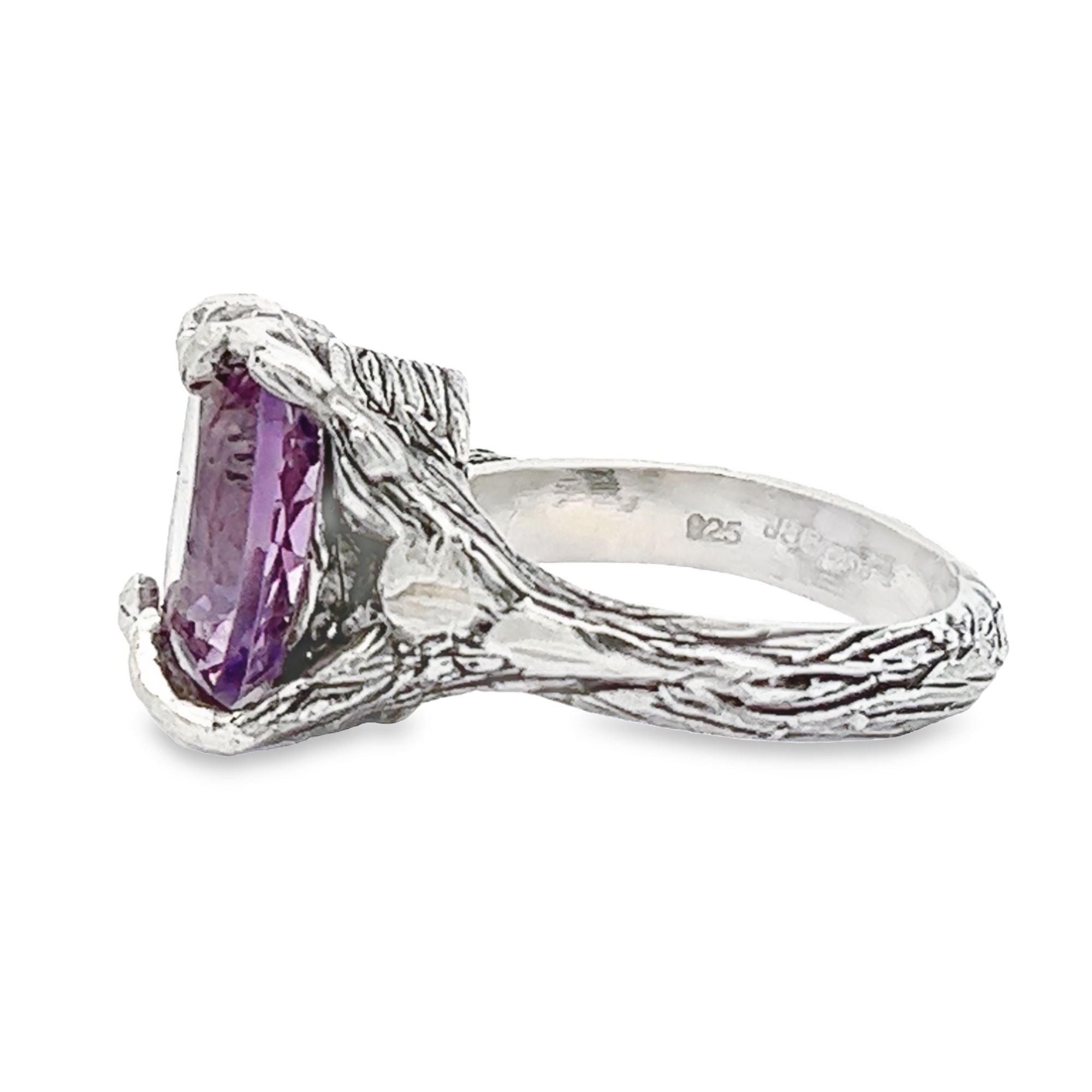 8.5 Carat Cushion Cut Amethyst Sterling Silver Cocktail Ring for Women - Elegant Evening Party Jewelry Gift for Her