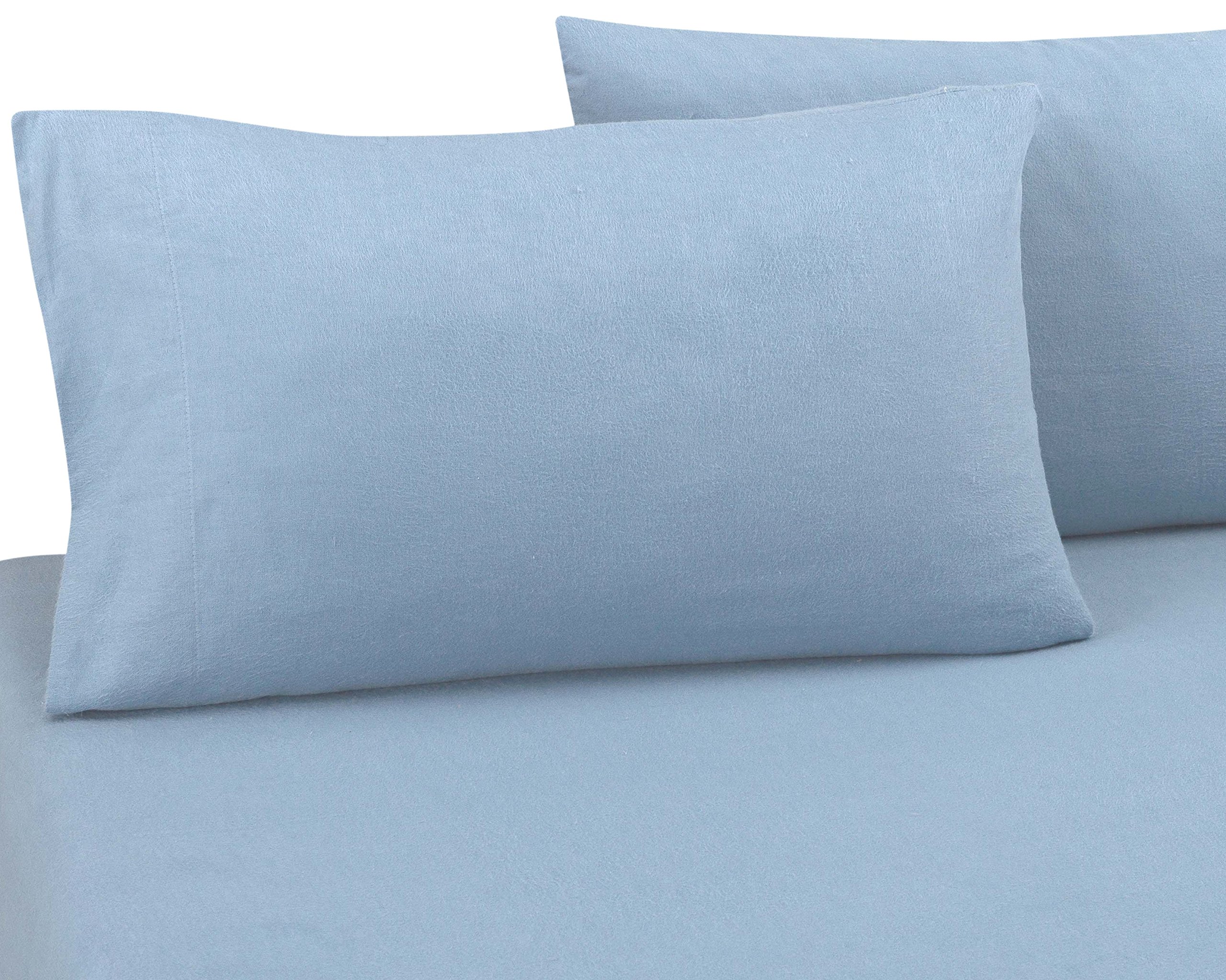DELANNA 100% Cotton Flannel Pillowcase Set - 2 Pack Standard Size 20x30 Inches - Soft & Cozy Blue Bedding for Winter - Perfect for Home, Hotel, and Guest Room Comfort