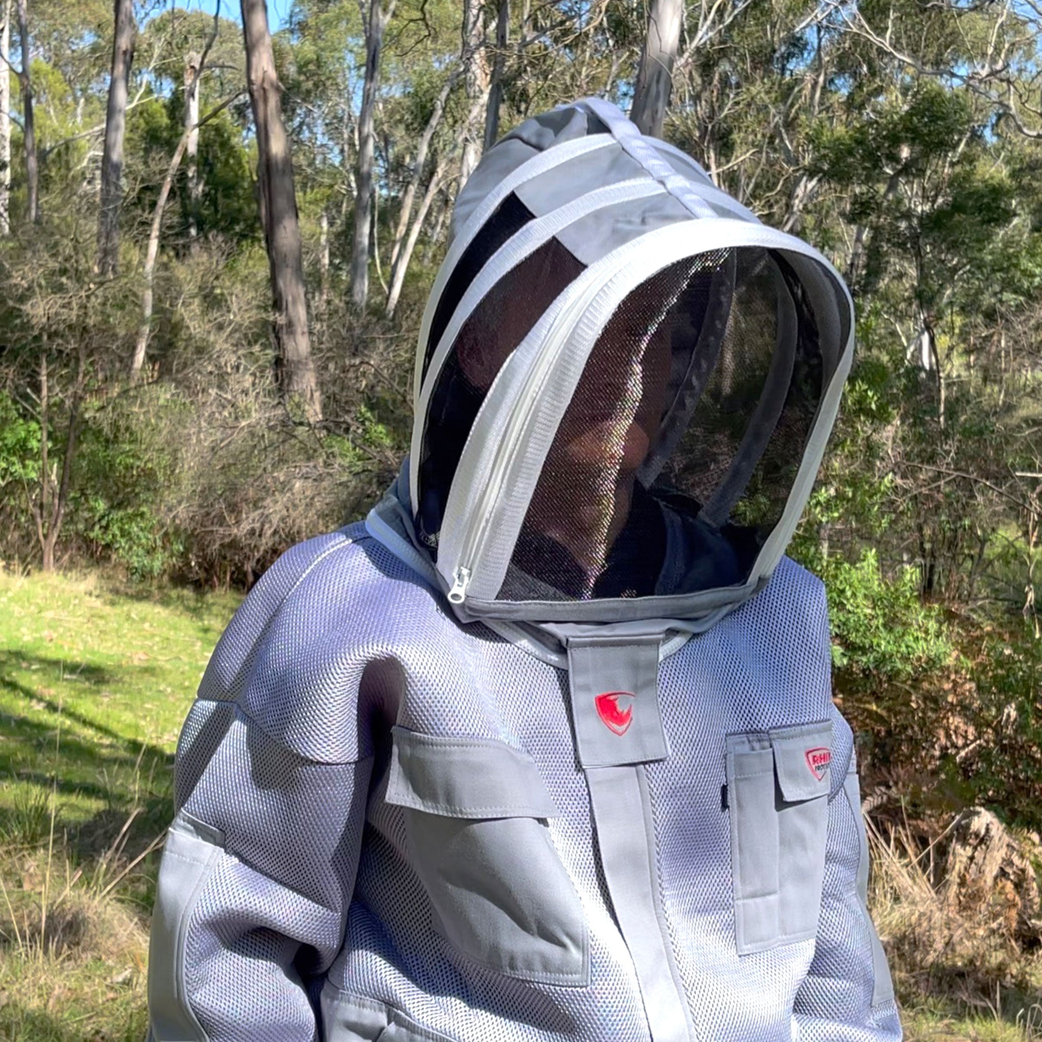 RhinoGuardPro Cool Grey Beekeeping Jacket - Breathable Ventilated Beekeeping Suit for Beekeepers | Protective Gear for Honey Harvesting & Hive Inspections