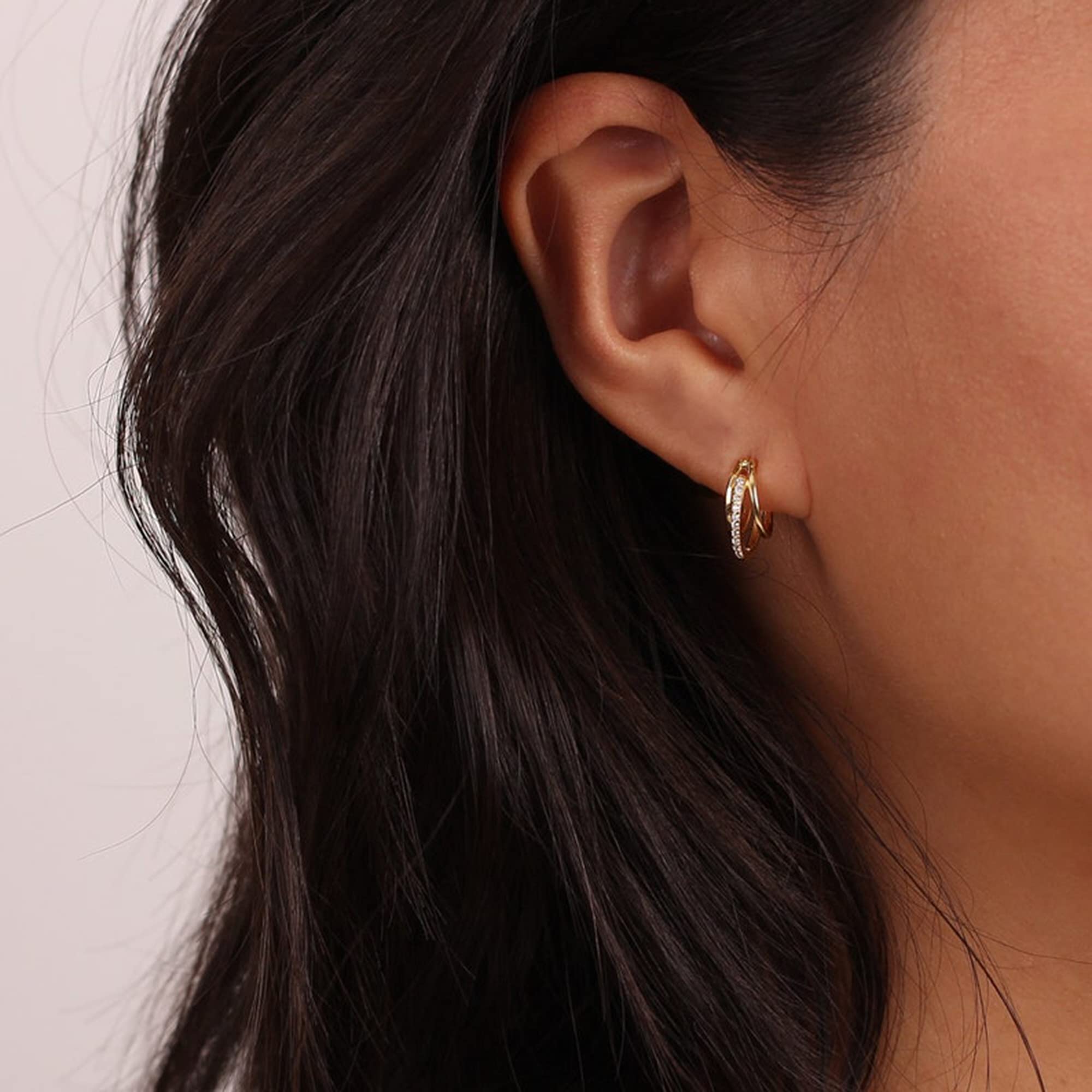 925 Sterling Silver Hoop Earrings for Women | Cubic Zirconia Huggie Earrings | Hypoallergenic Tiny Hoops | Perfect for Everyday Wear, Office & Special Occasions