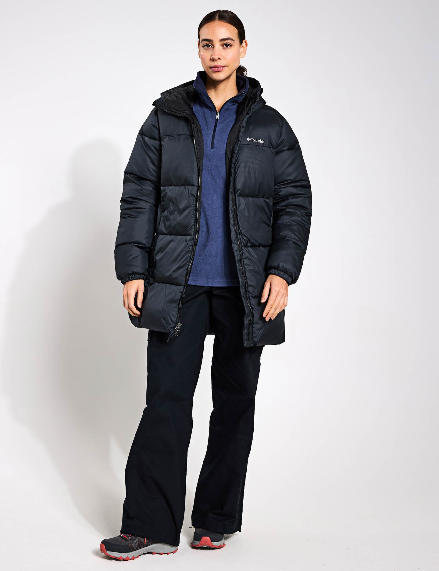 Puffect II Hooded Mid Puffer Jacket for Women - Lightweight Winter Coat, Water-Resistant, Warm Quilted Outerwear - Perfect for Skiing, Hiking & Cold Weather Activities (Black)