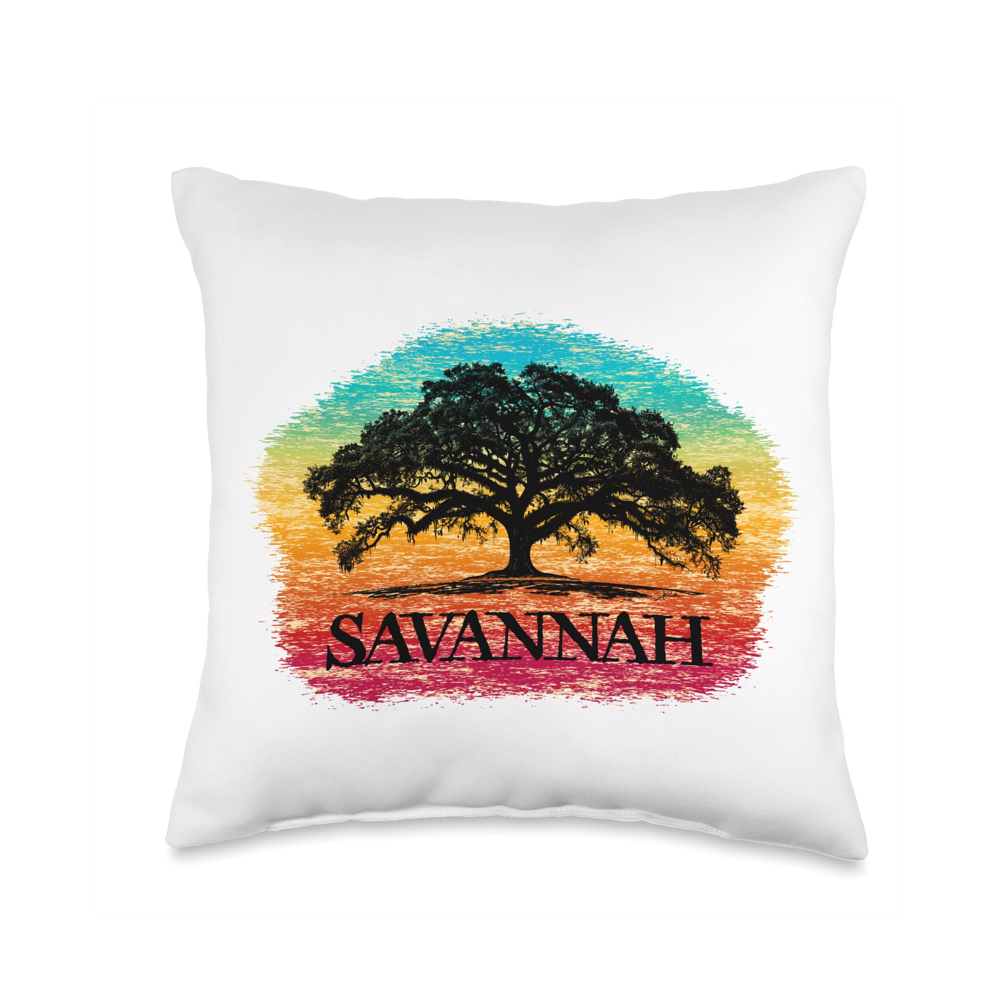 Savannah Georgia Live Oak Tree Throw Pillow - Decorative Southern Home Accent for Sofa, Bed & Porch
