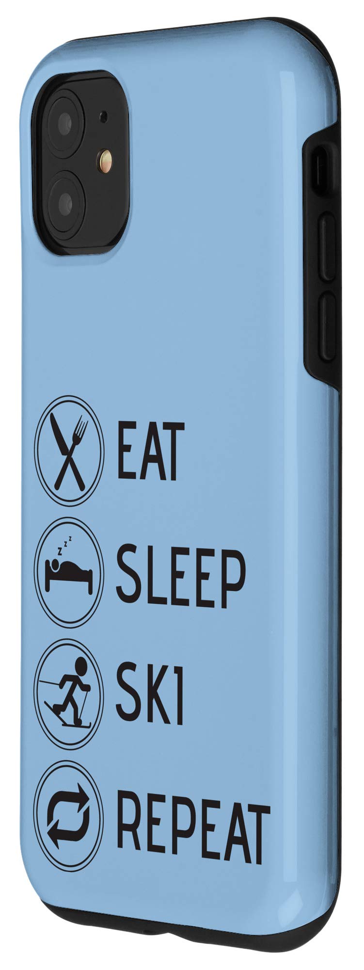 iPhone 11 Case - Eat Sleep Ski Repeat Design - Durable Protective Phone Cover for Men, Women & Kids - Perfect Winter Sports & Skiing Gift Idea - Ideal for Ski Trips, Snowboarding & Cold Weather Adventures