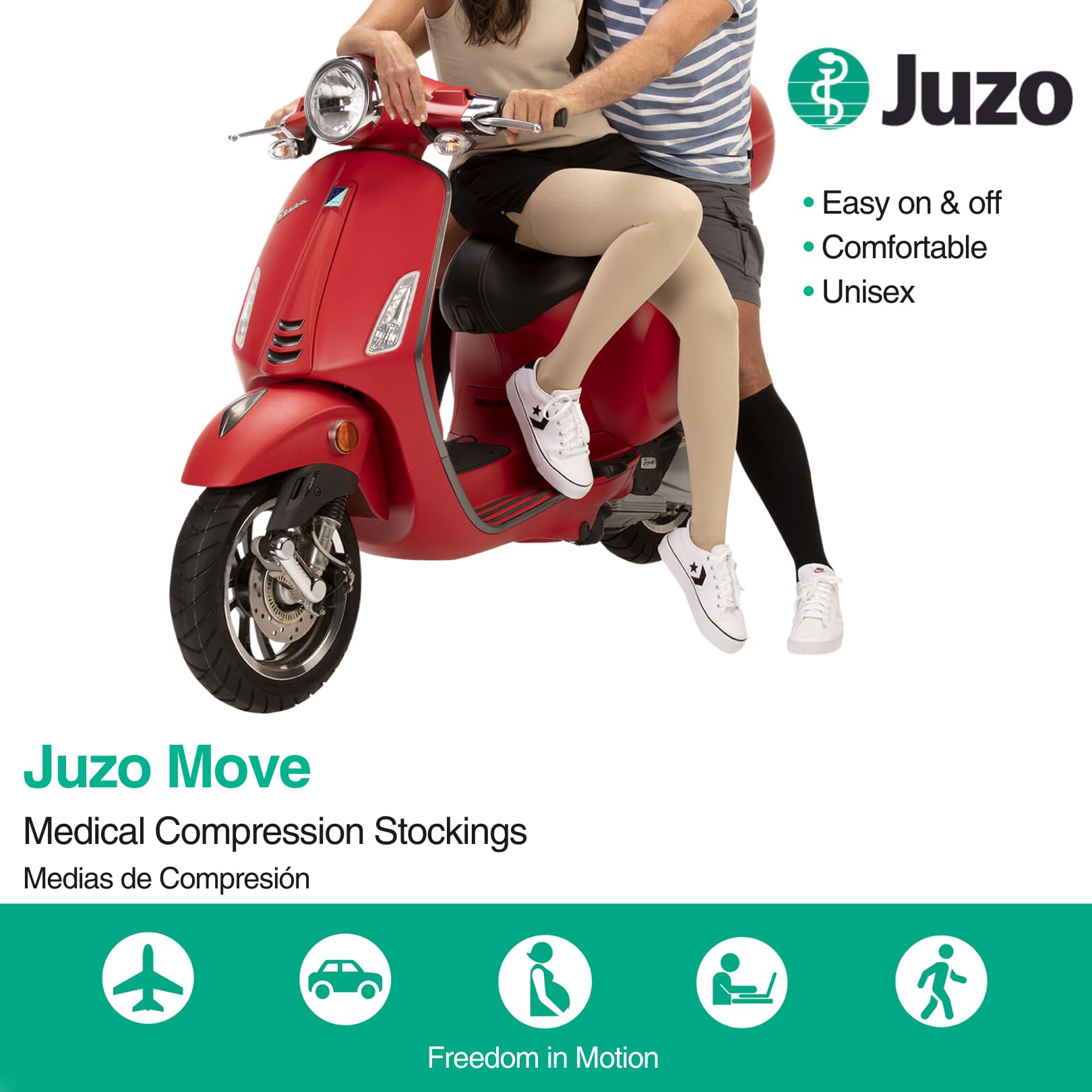 Juzo Move 20-30 mmHg Knee High Compression Stockings for Women & Men - Closed Toe Medical Socks for Tired, Aching, Swollen Legs & Varicose Veins Relief | Perfect for Travel, Work & Post-Surgery Recovery