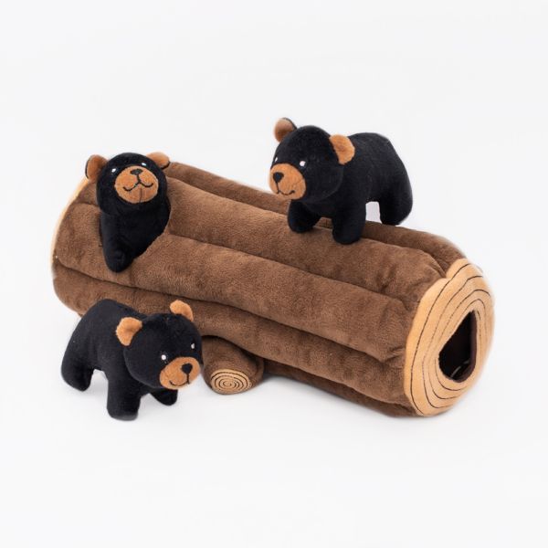Zippy Burrow Black Bear Log Plush Toy - Soft & Cuddly Stuffed Animal for Kids, Perfect for Playtime, Nursery Decor & Gifts