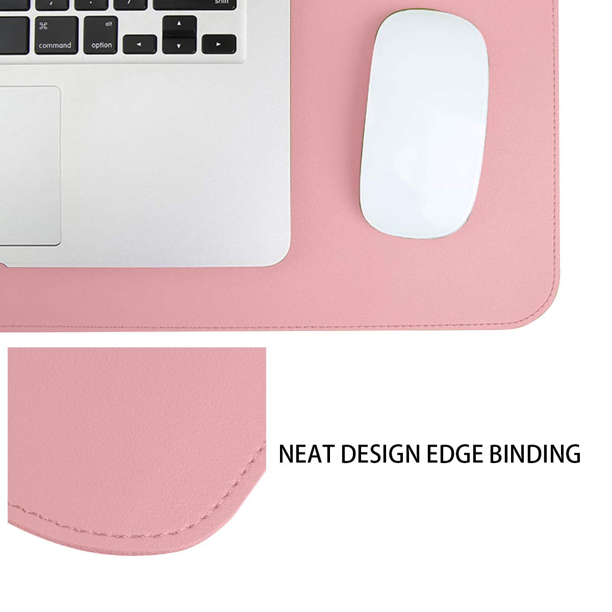 Eco-Friendly Cork & Leather Desk Mat - Waterproof Office Pad for Work & Gaming (Pink, 24x12Inch)